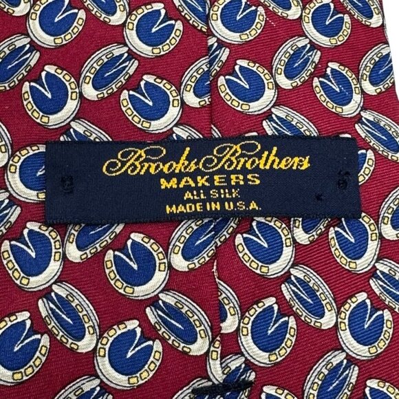 Brooks Brothers Horseshoe silk vintage neck tie 80's or 90's equestrian USA made - Picture 5 of 7